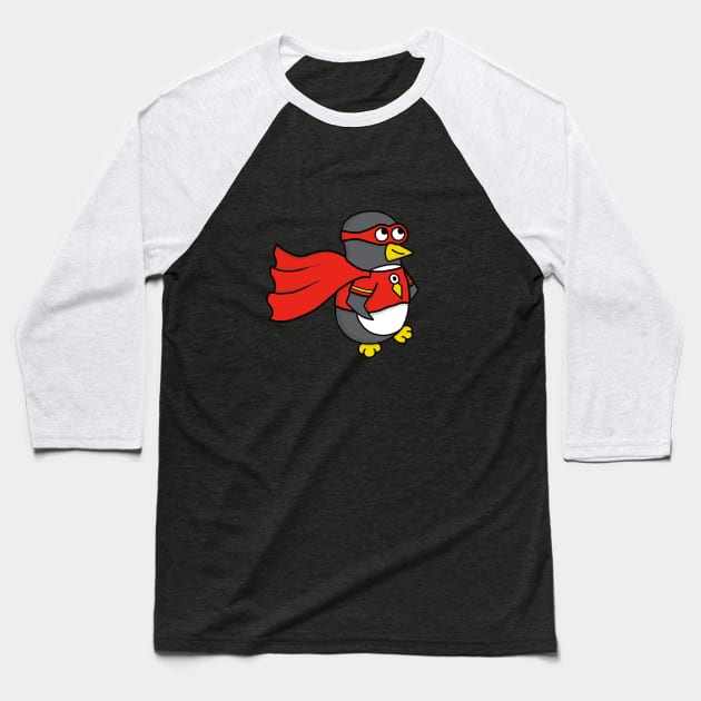 Superhero Penguin Baseball T-Shirt by penguinsam